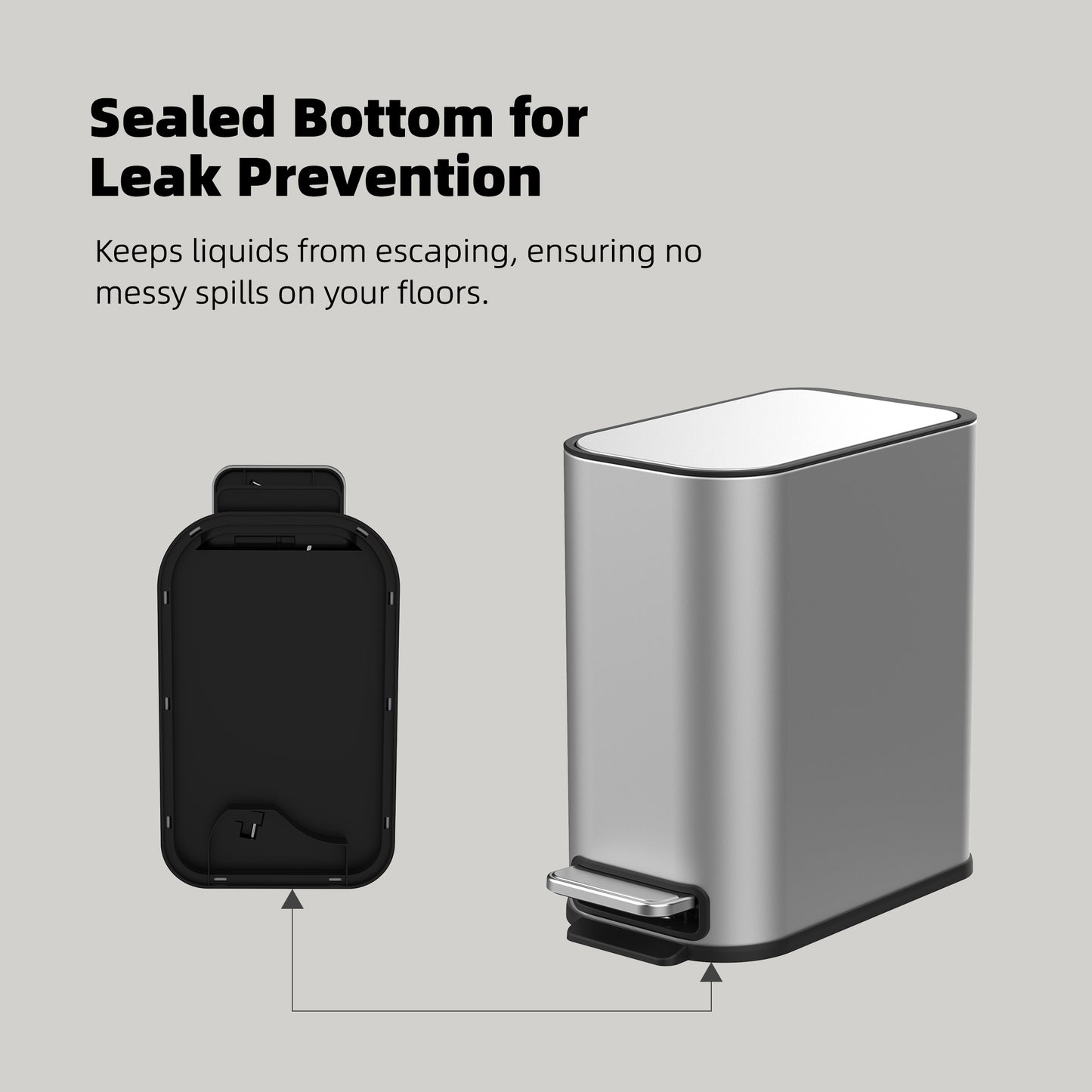 BinMax Step on Bathroom Trash Can 1.3 Gal Fingerprint Resistant Stainless Steel Trash Bin with Lid