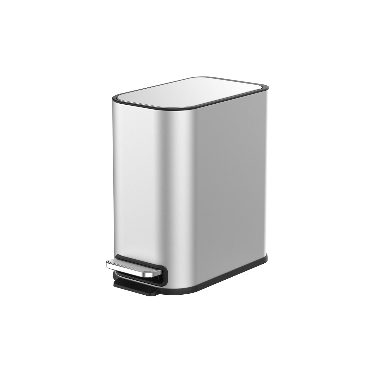 BinMax Step on Bathroom Trash Can 1.3 Gal Fingerprint Resistant Stainless Steel Trash Bin with Lid