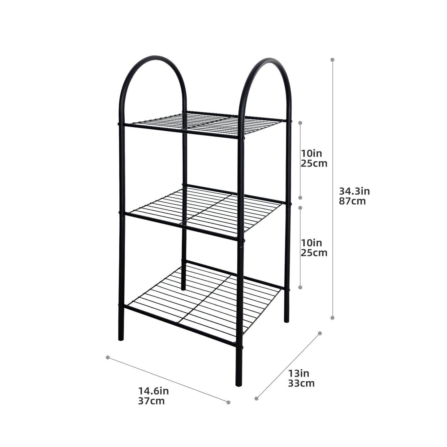 BinMax 3 Tier Black Metal Shelves Kitchen Bathroom Storage Racks and Shelving Organizer