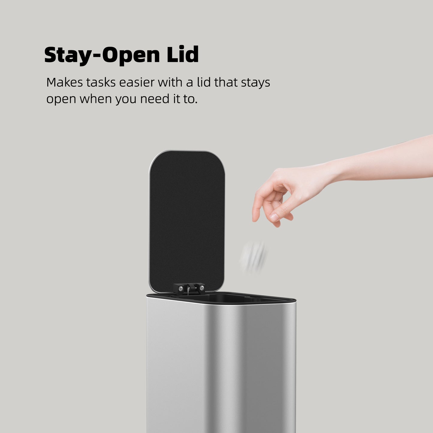 BinMax Step on Bathroom Trash Can 1.3 Gal Fingerprint Resistant Stainless Steel Trash Bin with Lid