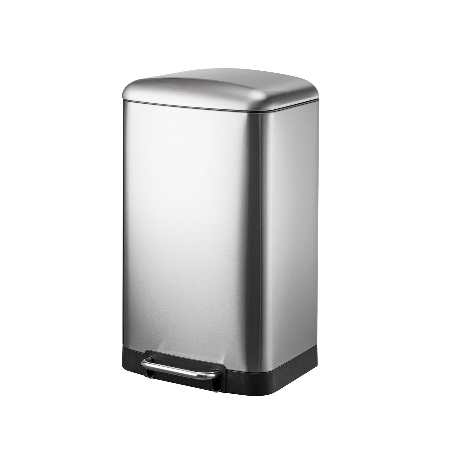 Cubo de basura de acero inoxidable BinMax de 40 litros con cierre suave y pisable para cocina, color plateado