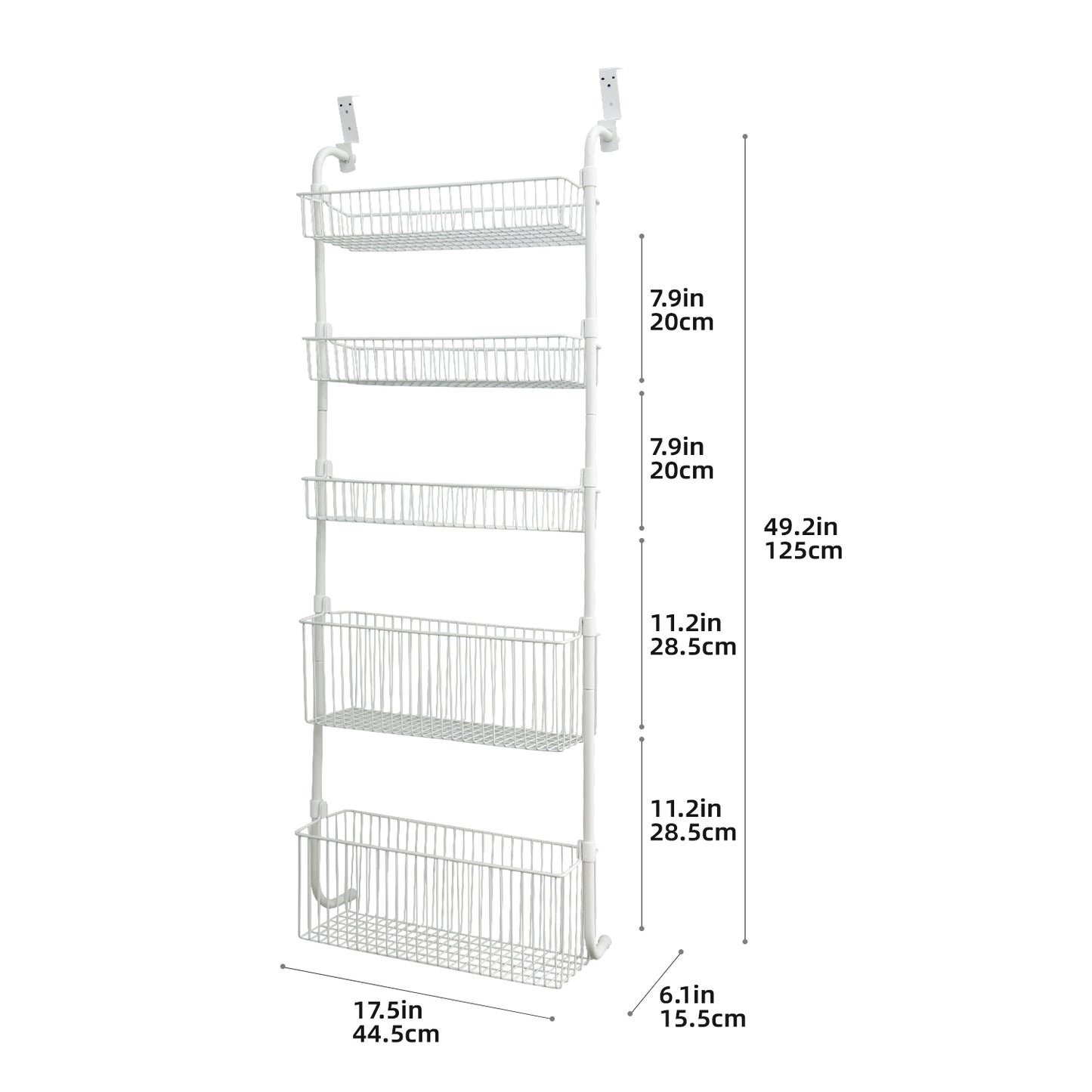 BinMax 5 strati di metallo appeso rack cucina sopra la porta porta spezie e dispensa organizzatore bianco