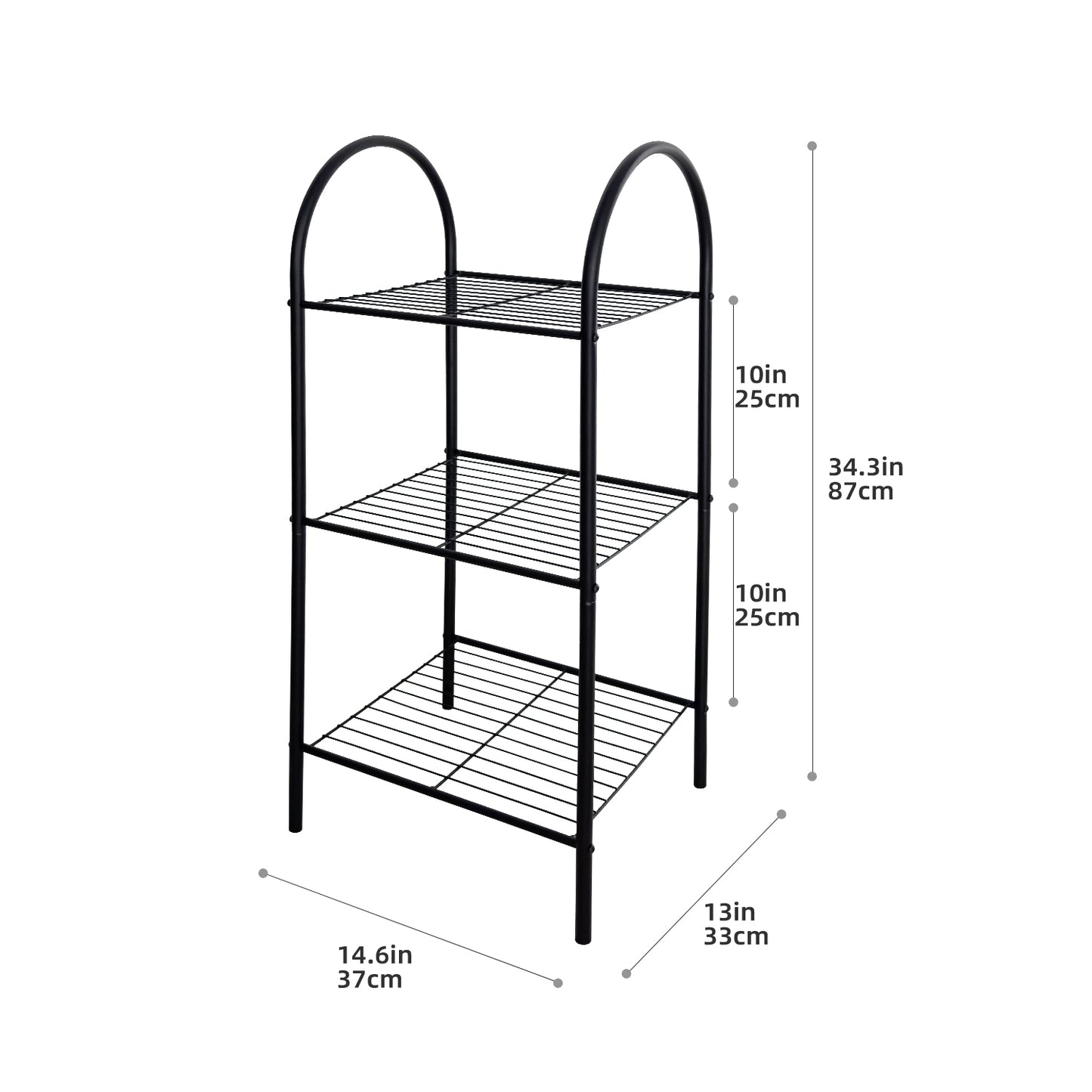 Estantes de metal negros de 3 niveles BinMax, organizadores de almacenamiento para cocina y baño