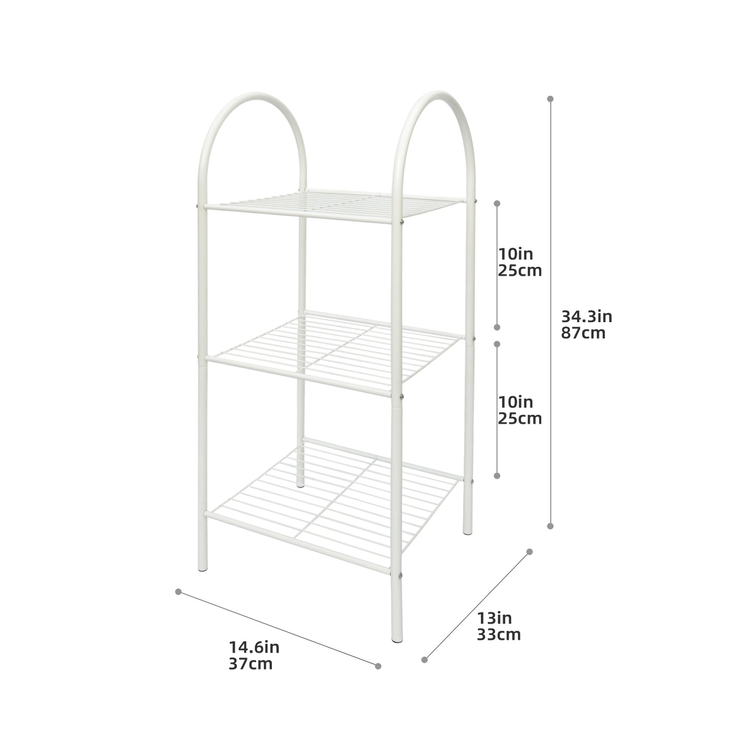 Estantería de alambre blanca de 3 capas BinMax, organizador de estantes de almacenamiento de metal para cocina y baño