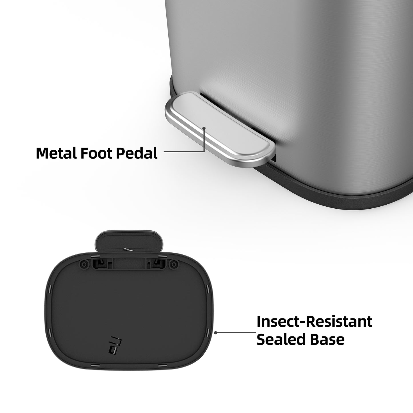 BinMax 1.3 Gallon Garbage Bin Silent Close Fingerprint-Resistant Stainless Steel Trash Can